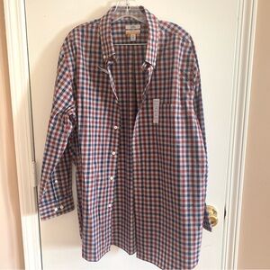 NWT Croft and Barrow Size XL - 17 1/2 32/33 Long sleeve Button Checkered Shirt